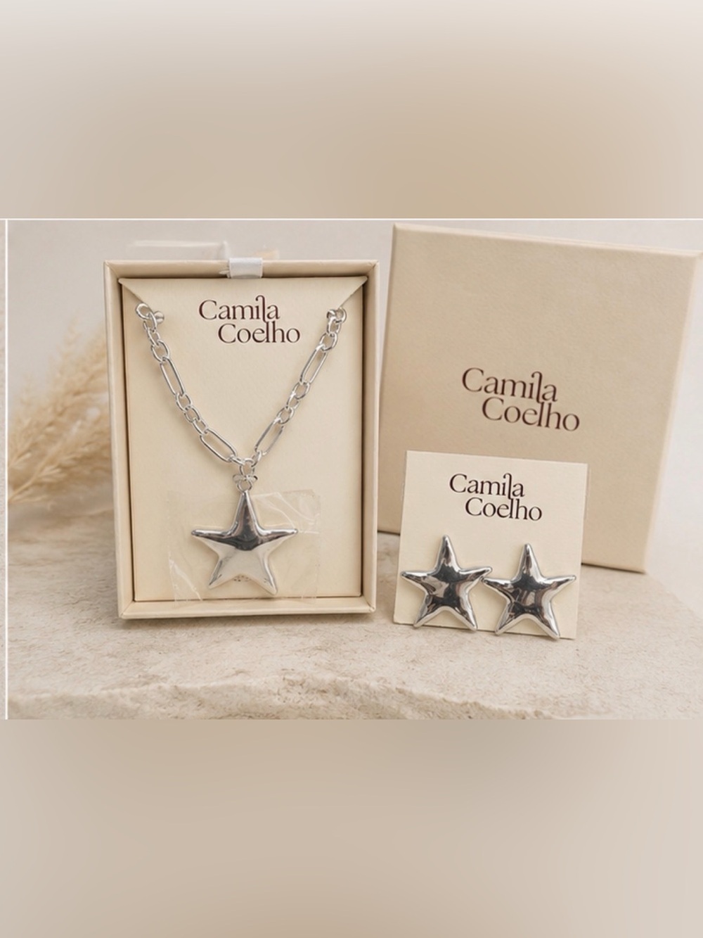 Camila Coelho | Silver Star Pendant Necklace w/ Matching Star Stud Earrings 🪩